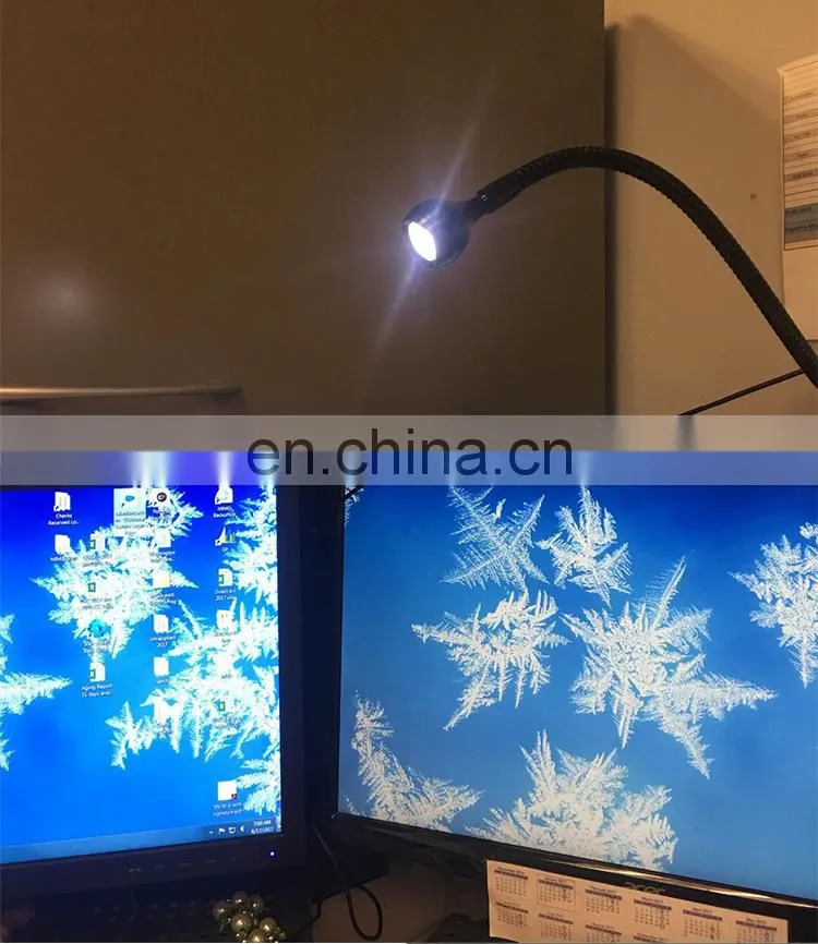 Clip-on table lamp flexible Goose neck adjustable, 1 W eye protection clip light for desk bed computer and music stand