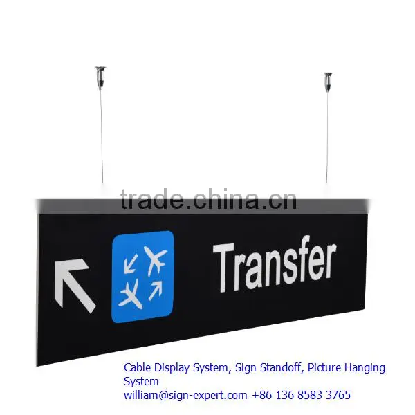 Cable hanging display suspension wire sign holder