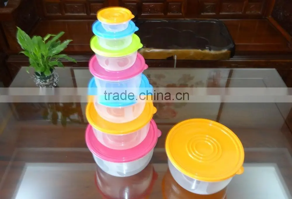 Popular 7 pcs set round plastic food storage container