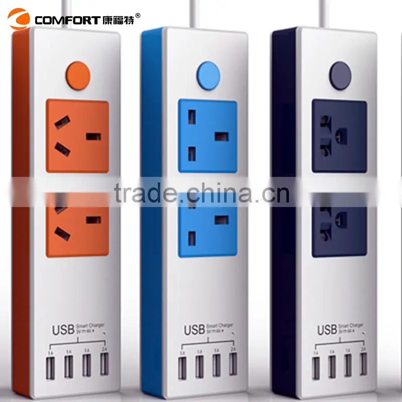 multifunctional 4 usb ports 2 plugs multiple socket outlet