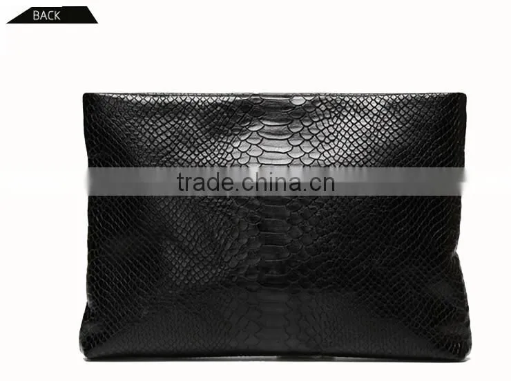 Fashion Genuine Cow Leather Python Pattern Lady Clutch Bag Purse for men