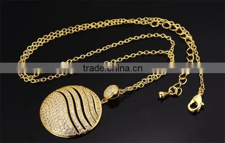 Cubic Zirconia Deluxe Classic Look Round Pendant Women Set Jewelry Wholesale
