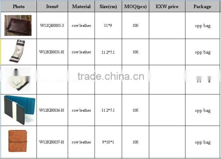 2013 new style Leather Money Clip with factory directly sale price and free smaple shipping for Leather money clip