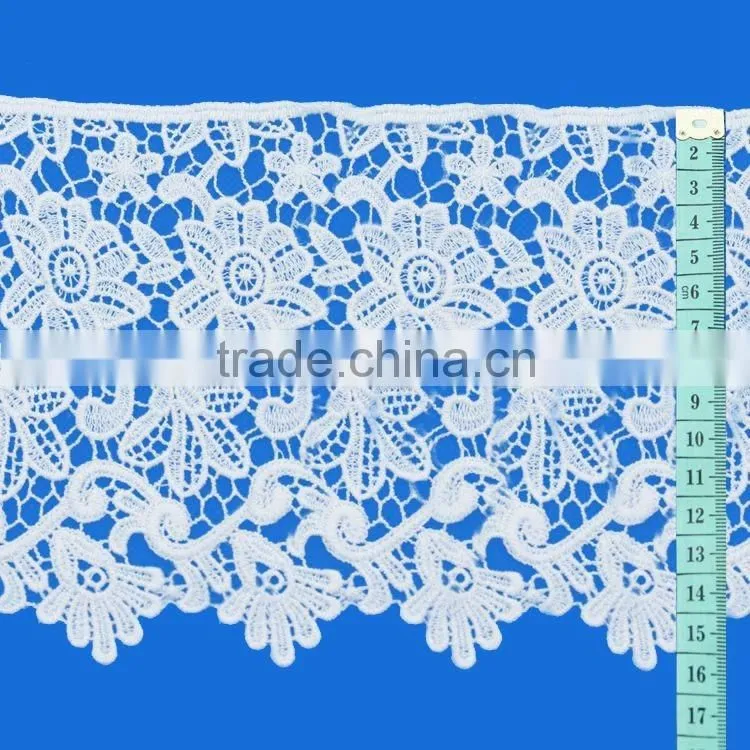 New design custom floral crochet lace collar neck applique sewing trim white cotton dyeable neckline