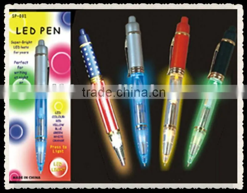office &school supplies &led ball pen , led flashing pen , promotional led glowing pen