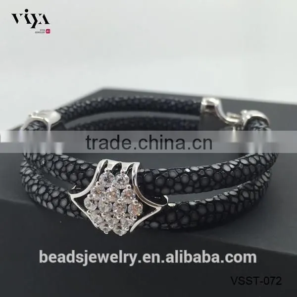 2016 Luxury Life Presents Hot Sale Stingray Bracelet Mens, Genuine Stingray Bracelets With Silver Clasp Red Diamond