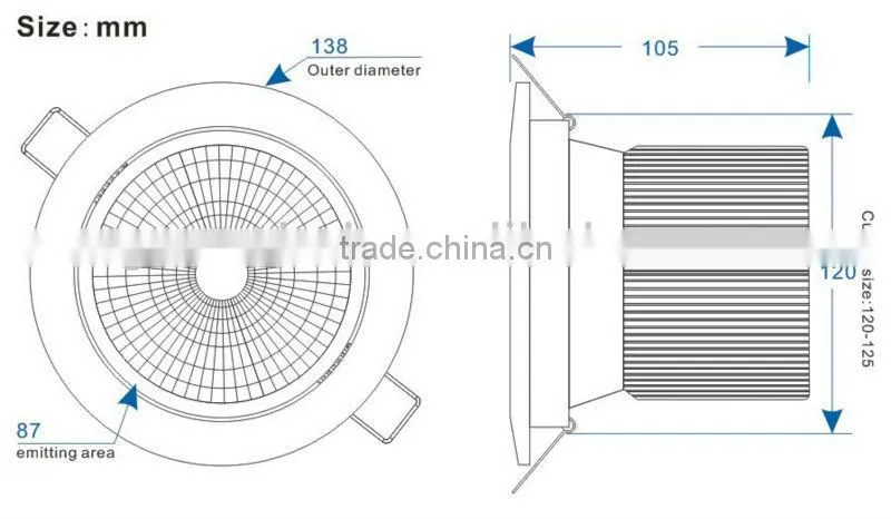 Indoor lighting 3000k/4000k/5000k 20W LED COB Ceiling Downlight