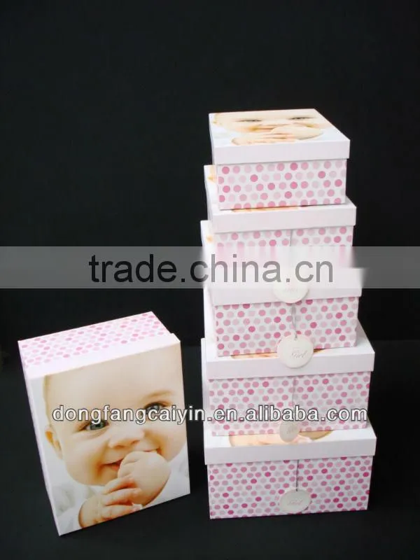 baby face pink hard cardboard A4 paper storage gift box
