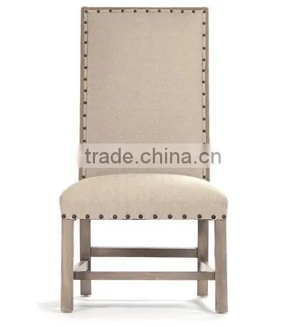 Classic Wooden Fabric Chair armless dining chair with high back