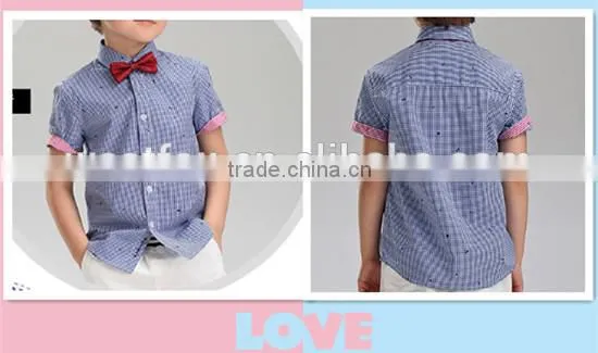 short sleeve shirts kid garment fashion formal cotten collar children bow-tie gentlemen boy shirt kid clothes