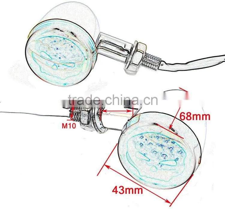 BJ-SL-062 Universal E-Mark Chrome Aluminum Amber Motorbike LED Light Motorcycle Turn Signal