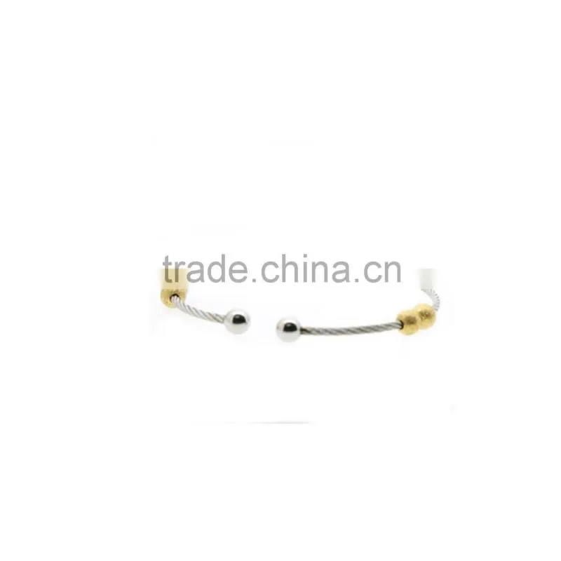 Stainless steel wire bangle round bracelet with beads