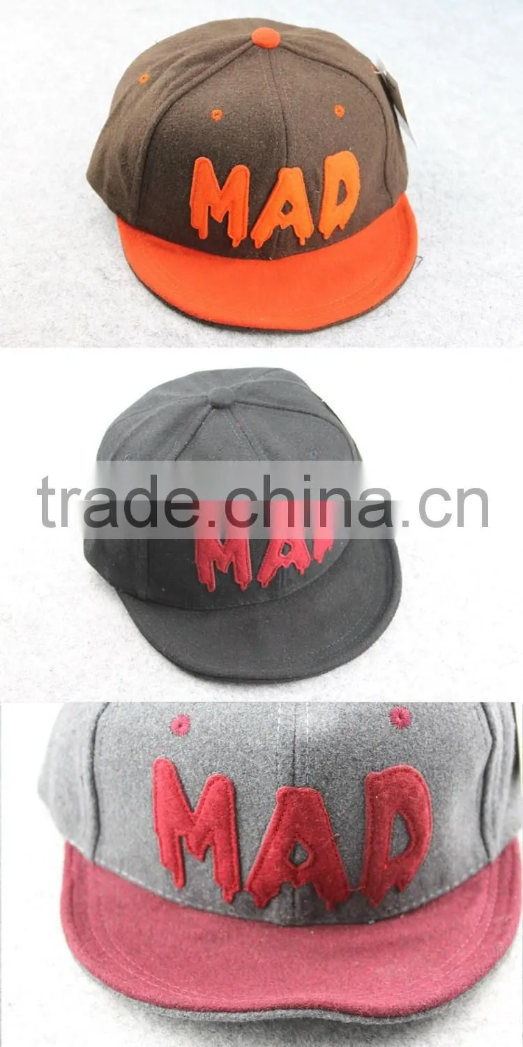BSH030D Autumn winter felt fake wool custom baseball cap new design sport snapback hat