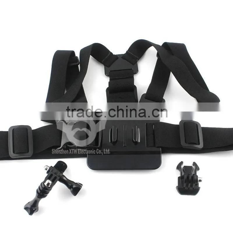 A Model:chest body stra chest belt for Gopro Hero 2/3/3+/4/4 Session, gopro accessories with 3-way adjustment base