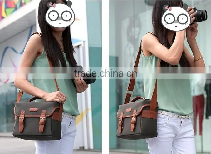 PU Leather Canvas Digital SLR Camera Bag For Nikon