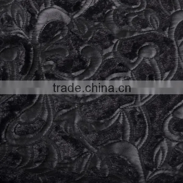 Soft white african velvet lace fabric PU leather for clothing/bag/shoes