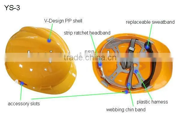 2016 hot selling safety helmet american safety helmet PP Shell Construction & Industry Safety Helmet adjustable chin strap