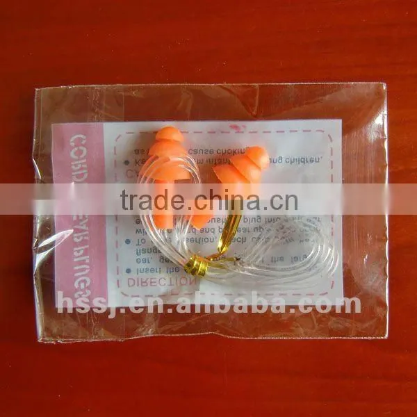 Brand silicone ear plugs SNR:27db silicone ear plugs with string polyurethane material ear plug stop noise silicon ear plug