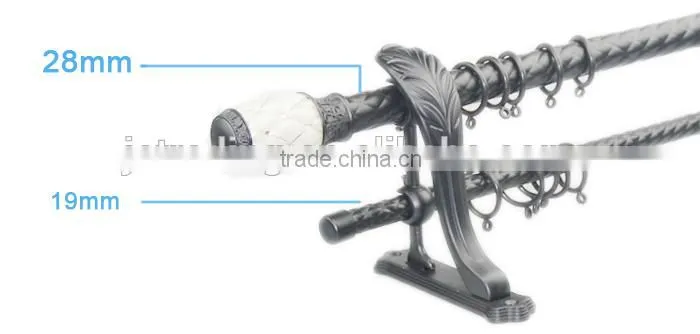 window wrough iron double curtain rod with resin finial