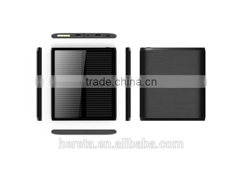 Newest style 30000mah dual usb portable solar panel power bank
