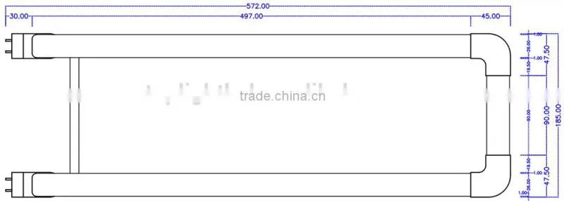 110-277V bend 2ft 600mm led u shaped tube
