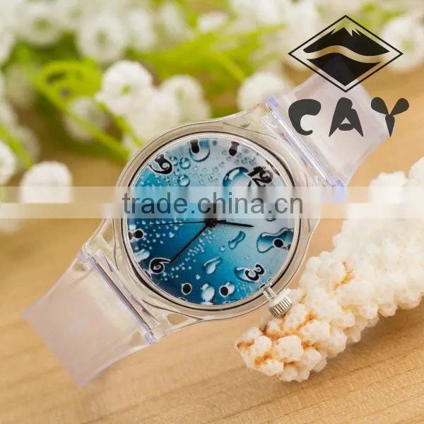 Stock! Newest Deisgn Hot Sale Younth High Quality Fashion Simple Star Transparent Plastic Kid Wrist Watch