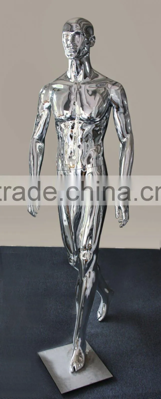 chrome standing fashion male mannequin