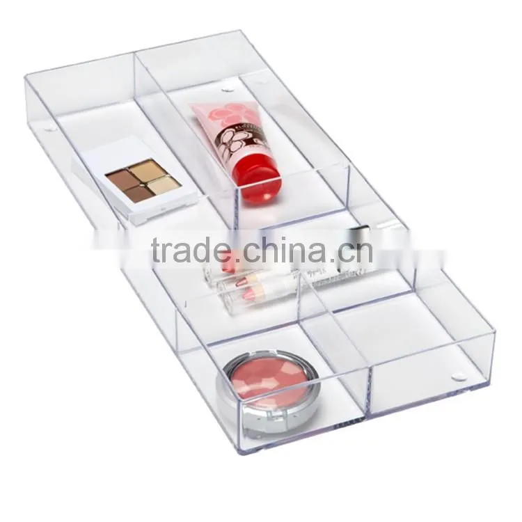 excellent acrylic trays wholesale,clear acrylic tray for cosmetic tool with dividers