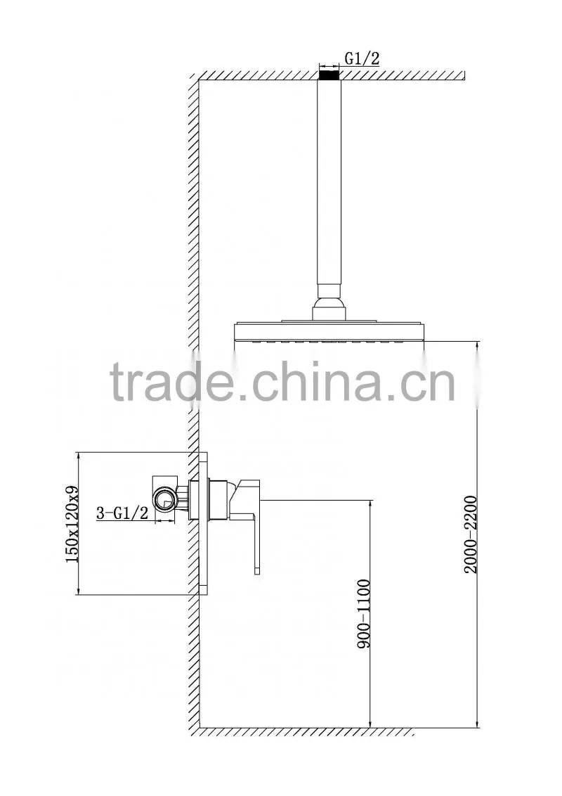 Celling Mounted Hot and Cold Durable Hidden Shower Set 13 4702