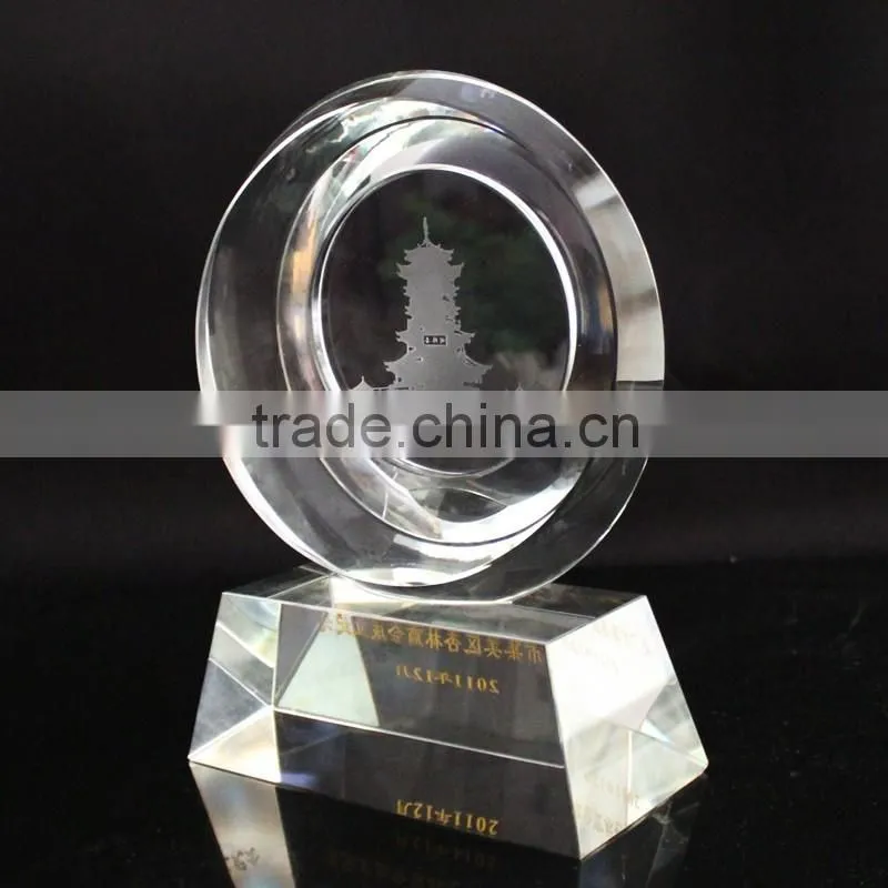 Wholesale crystal glass trophy cup award with building engraving