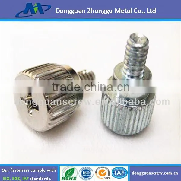 m4 Stainless Steel Slot Drive Knurled Thumb Screw, Straight Knurling Captive screws