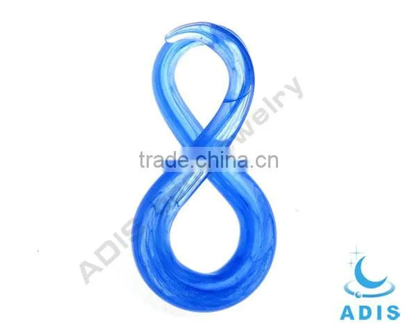 Light blue "8" shaped glass ear stretcher plug body jewelry glass piercing