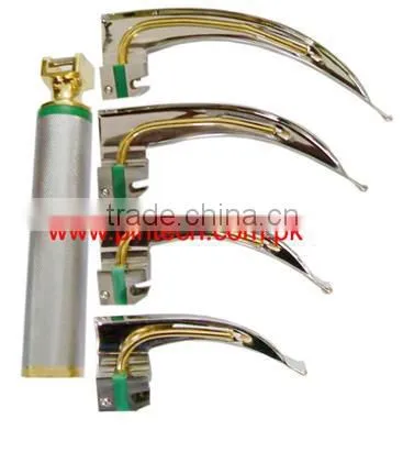 Medical DIagnsotic Laryngoscope Gold Plated Handle and Blades