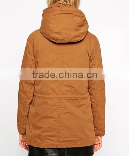 Ladies Hood Winter Coat With Faux Fur Lining Hood