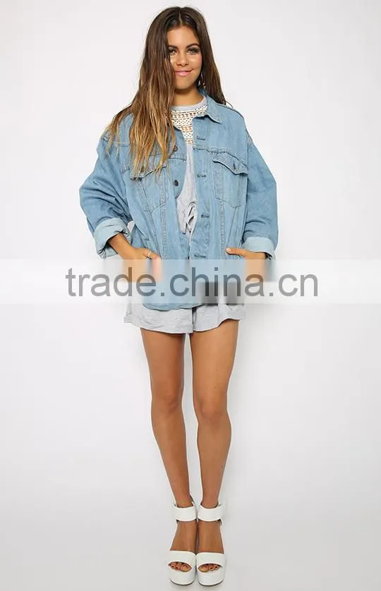 2016 custom made clothing manufacturers women's denim jacket