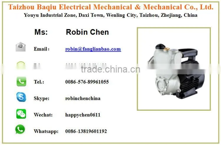 1AWZB370A (0.37KW, 0.5HP) Home Use Water Pump Auto Self-Priming Peripheral Water Pumps With Pressure Tank