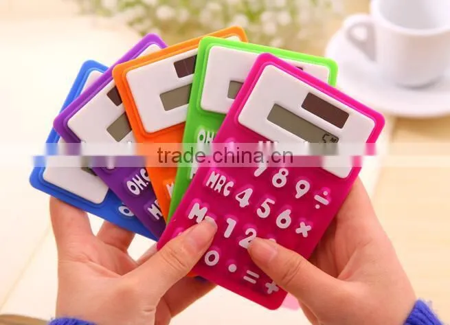 OEM Factory Solar Colorful Transparent Calculator/Solar silicone Calculator