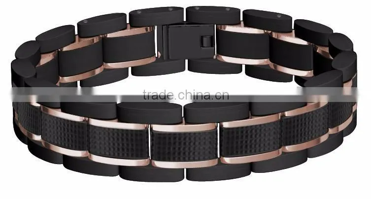 Top quality CZ & carbon fiber inlay stainless steel bracelet tungsten carbide mens bracelet