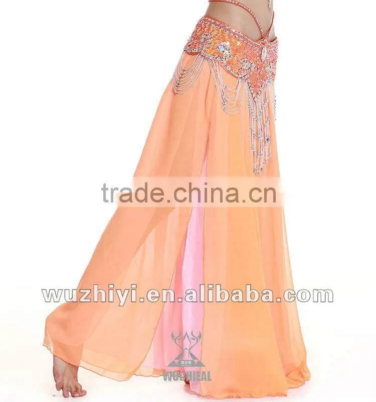 Wholesale new hot selling sexy chiffon bellydance skirts, women's long chiffon belly dance skirts (QC1033)