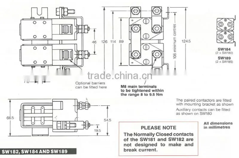 SW182 dc reversing contactor 200A Magnetic Latching Type dc electromagnetic