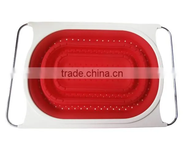 Flexible stainless steel silicone foldable colander