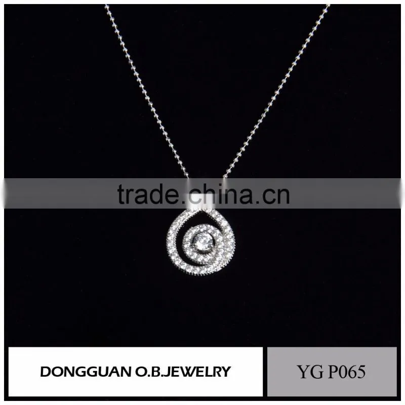 Fashion wholesale sterling silver heart necklace/crystal zircon pendant necklace