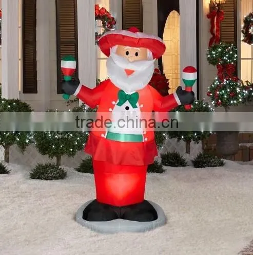 Outdoor Led Inflatable Santa Western Christmas Decorations