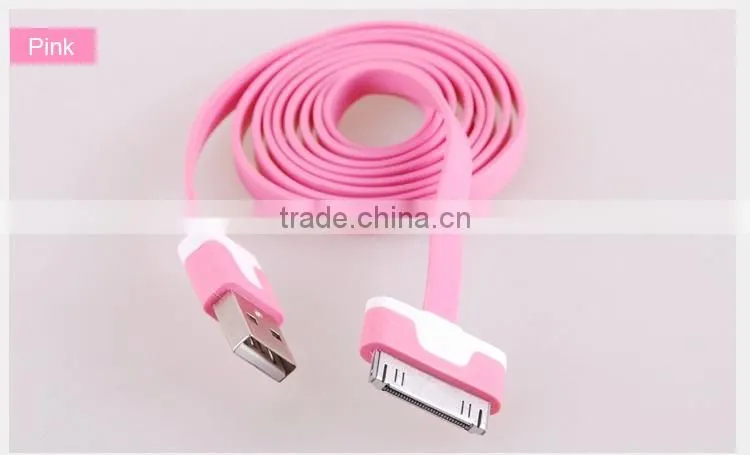 Noodle flat usb data charger cable for iphone 4