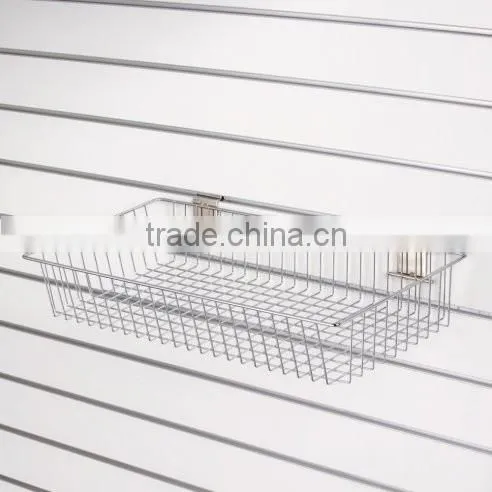 Chrome Wire Basket for Slatwall - H600 x W300 x D100 mm
