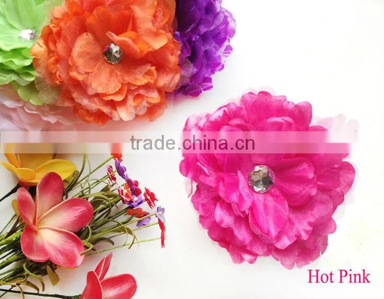 2014 Top Quality Bridal Hair Flower Artificial Elegant Gauze Peony Hair Flower Clip
