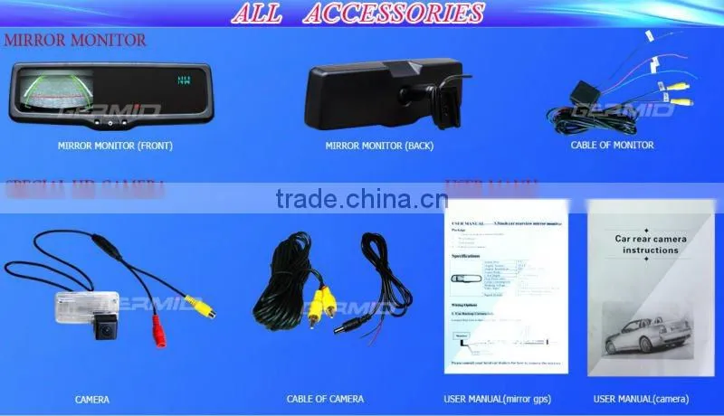 4.3 inch lcd mirror for civic reversing camera kit ,mens control vest