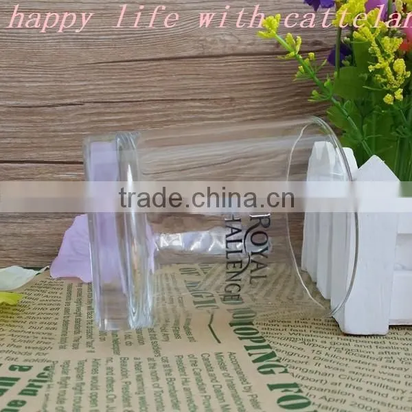 Transparent drinking glass cup with printing