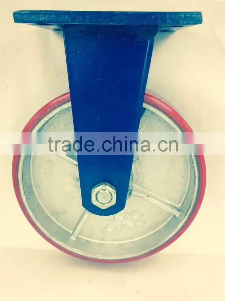 5 Inch Top Plate PU Wheel Double Bearing Fixed Hardware Casters