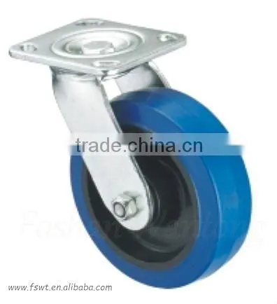 Single bearing Blue Elastic Rubber Jacking Caster